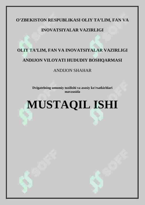 Dvigatel umumiy tuzilishi