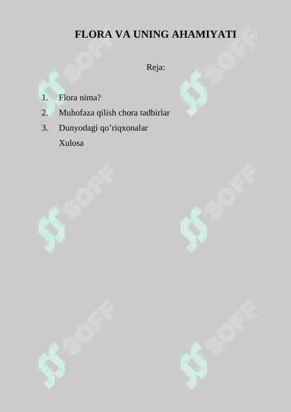 flora va uning ahamiyati