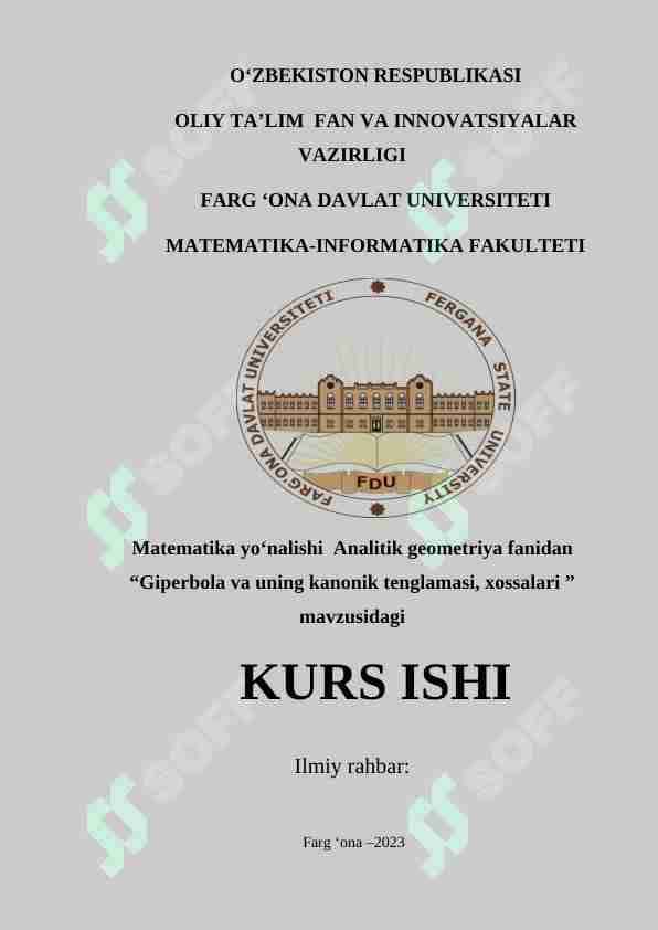 Giperbola va uning kanonik tenglamasi, xossalari