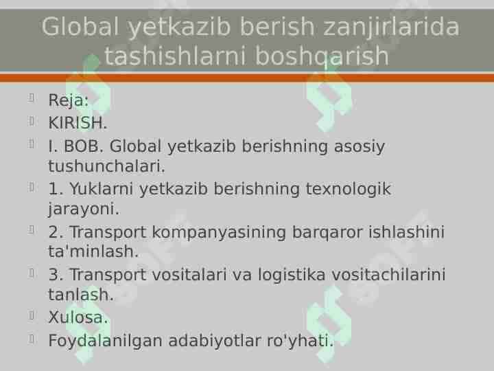 Global yetkazib berish zanjirlarida tashishlarni boshqarish