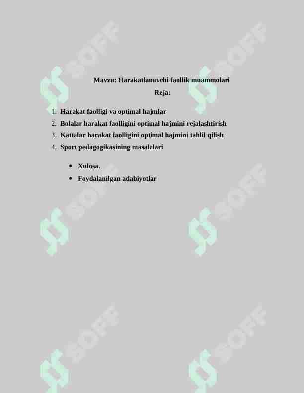 Harakatlanuvchi faollik muammolari