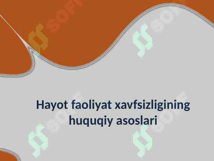 Hayot faoliyat xavfsizligining huquqiy asoslari