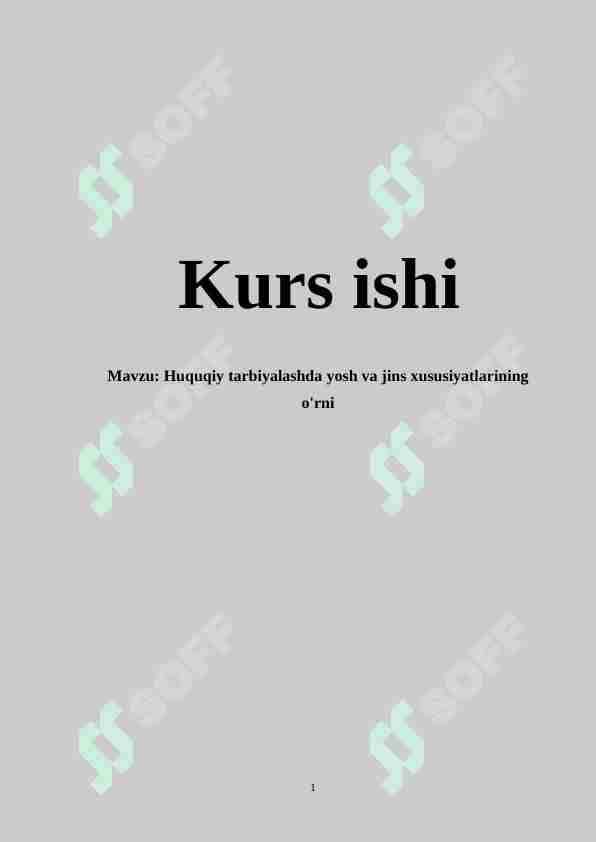 Huquqiy tarbiyalashda yosh va jins xususiyatlarining o'rni