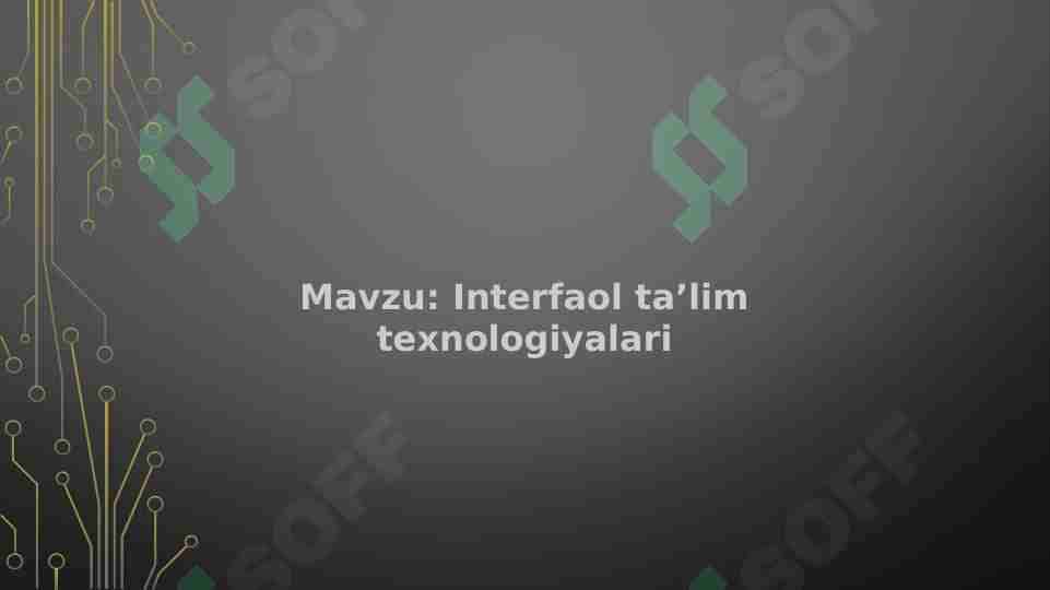Interfaol ta’lim texnologiyalari