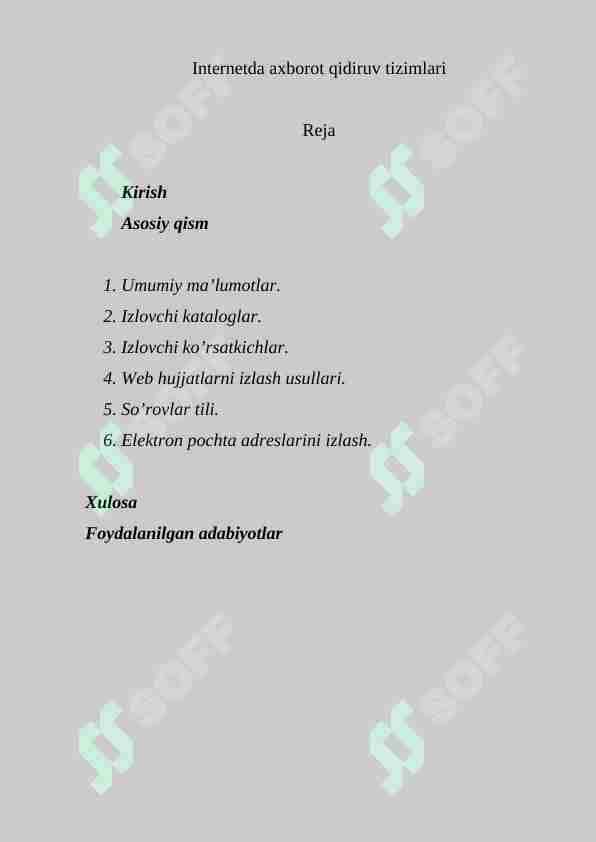 Internetda axborot qidiruv tizimlari
