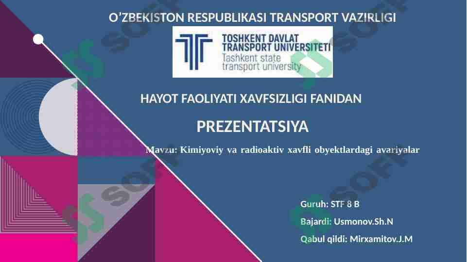 Kimyoviy va radioaktiv xavfli obyektlardagi avariyalar