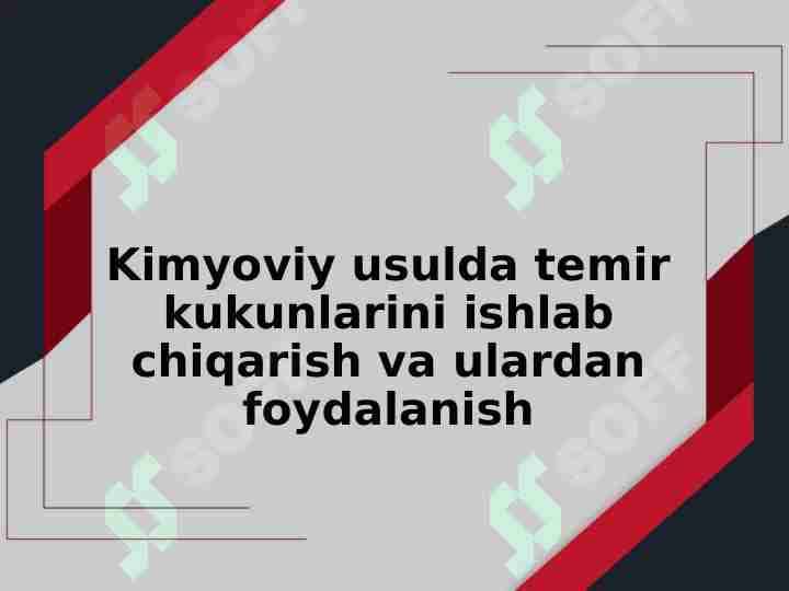 Kimyoviy usulda temir kukunlarini ishlab chiqarish va ulardan foydalanish