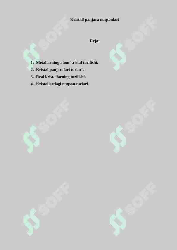 Kristall panjaralari nuqsonlari