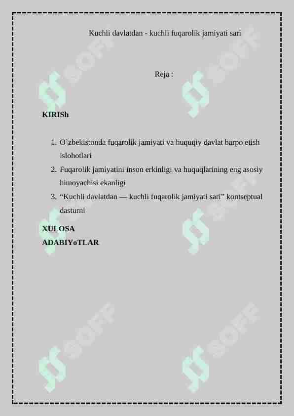Kuchli ijtimoiy jamiyatdan kuchli fuqarolik jamiyati sari
