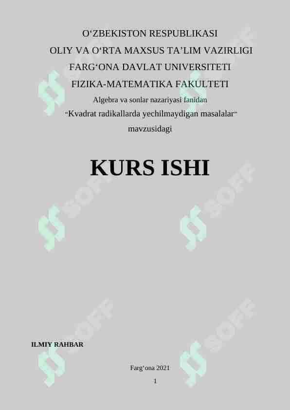 Kvadrat radikallarda yechilmaydigan masalalar