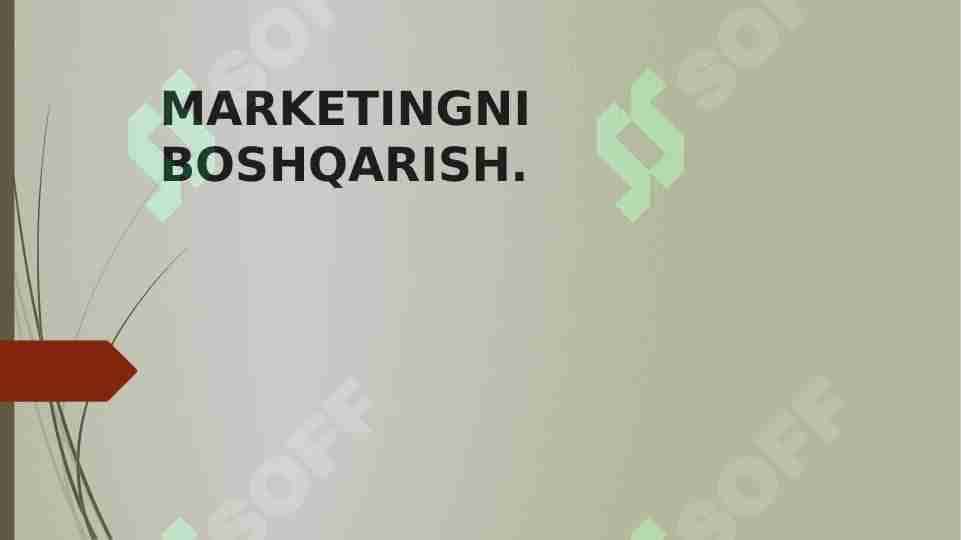 MARKETINGNI BOSHQARISH