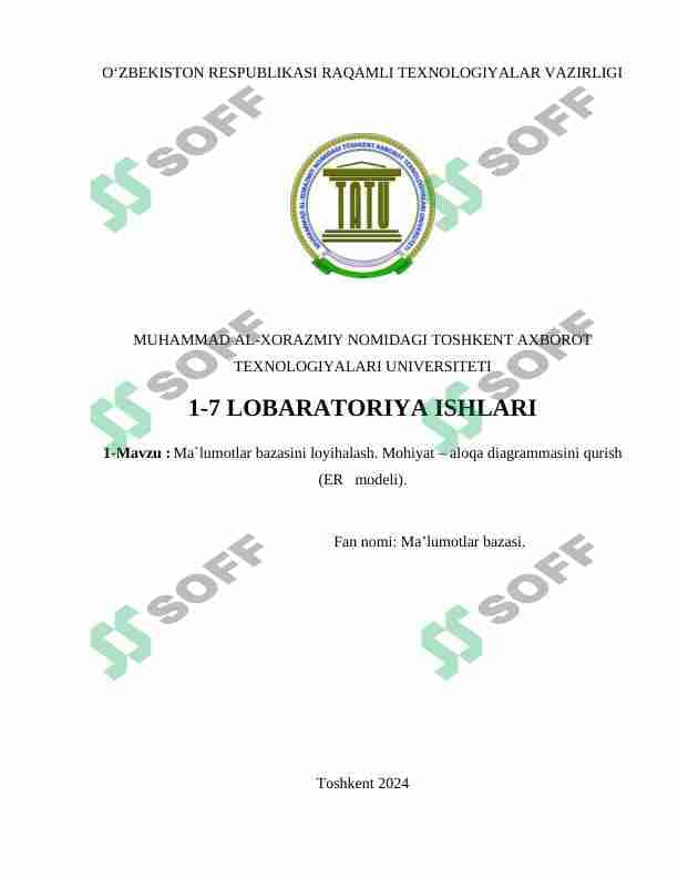 Ma‘lumotlar bazasi amaliy ishlar barchasi to'liq holatda