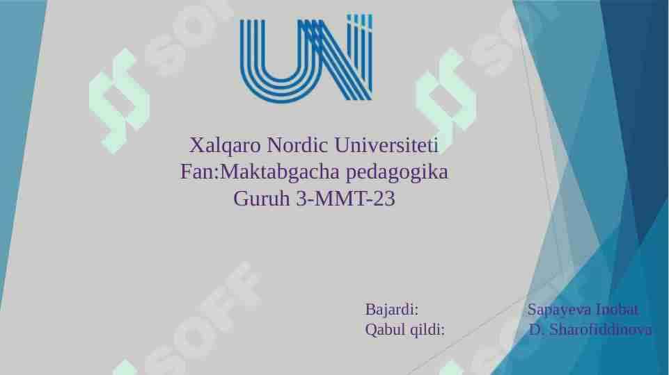 Maktabgacha yoshdagi bolalarga sensor tarbiya