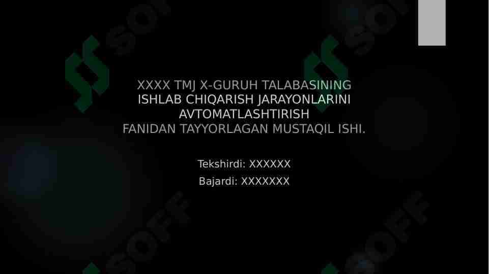 Mashinasozlik korxonalarida yig'ish jarayonlari