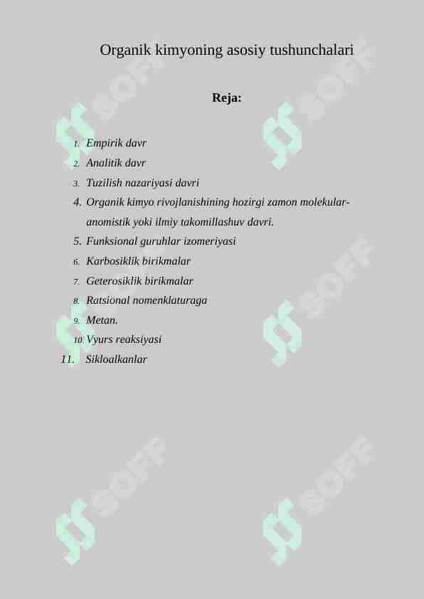Organik kimyoning asosiy tushunchalari