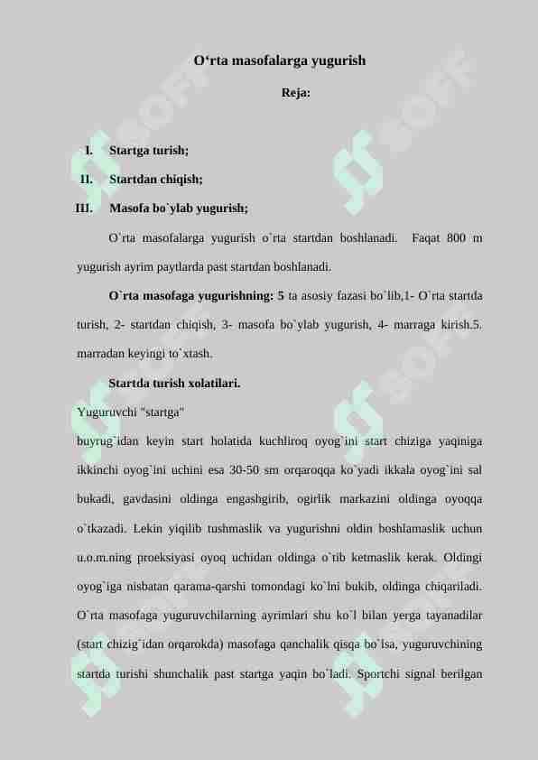 O‘rta masofalarga yugurish