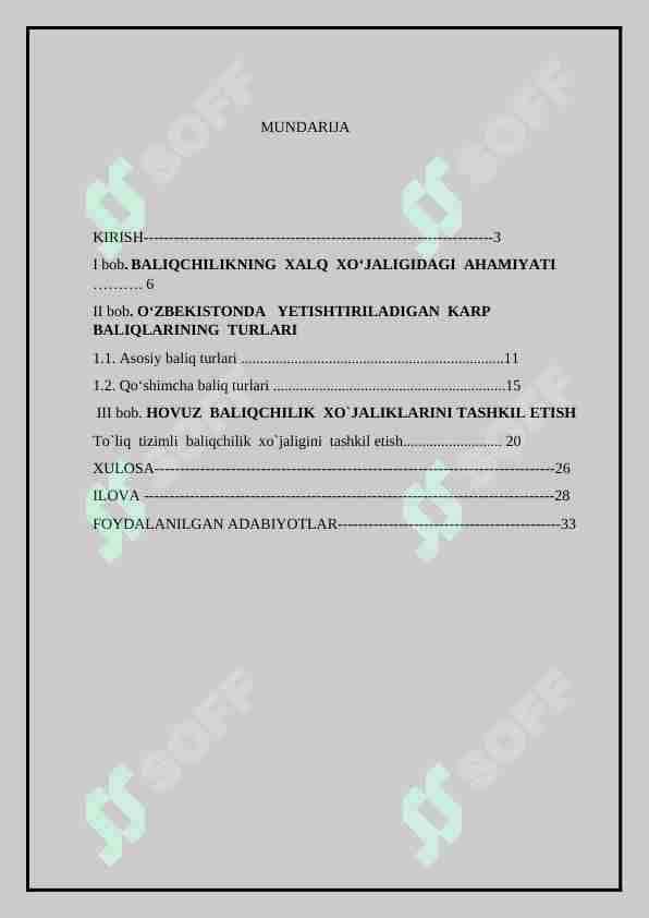 Oʻzbekiston suv havzalarida ovlanadigan baliqlar