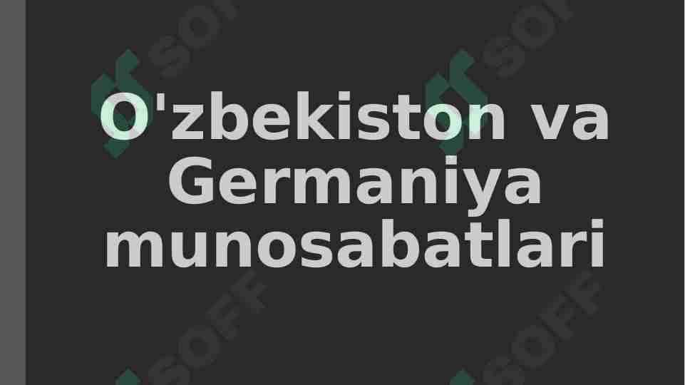O'zbekiston va Germaniya munosabatlari
