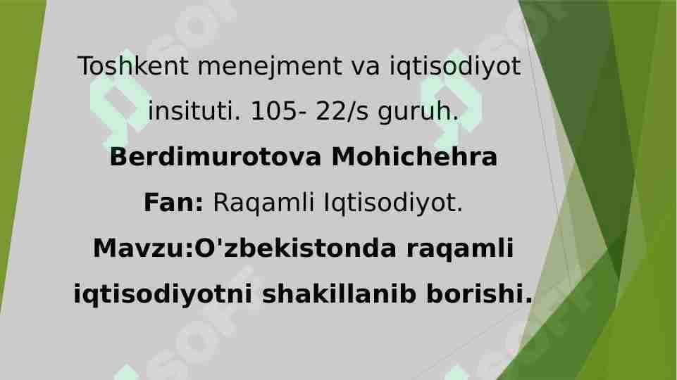 O'zbekistonda raqamli iqtisodiyotni shakillanib borishi.