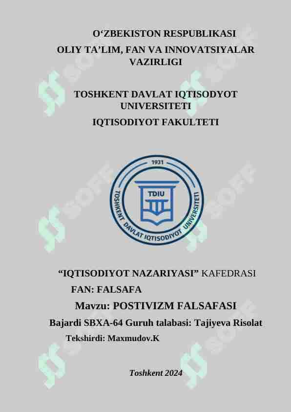 POSTIVIZM FALSAFASI