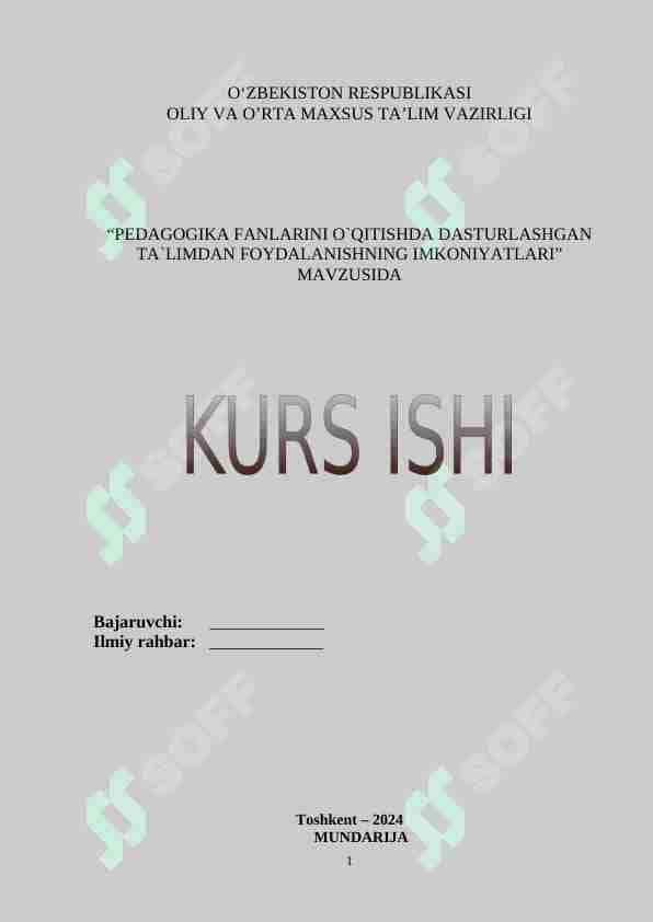 PEDAGOGIKA FANLARINI O`QITISHDA DASTURLASHGAN TA`LIMDAN FOYDALANISHNING IMKONIYATLARI