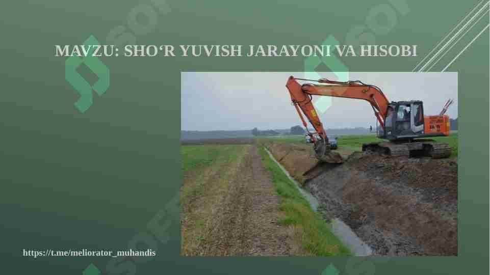 SHOʻR YUVISH JARAYONI VA HISOBI