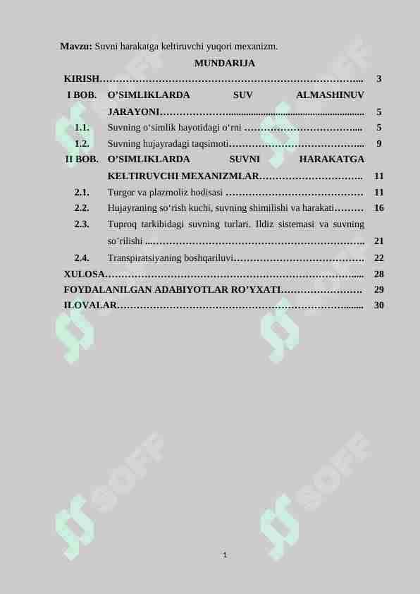 Suvni harakatga keltiruvchi yuqori mexanizm