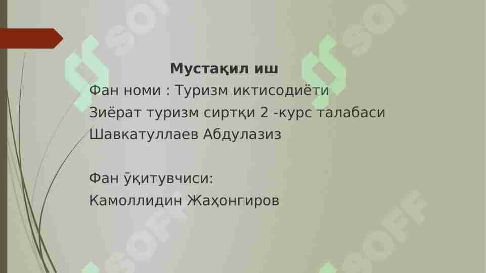 Turizm korxonalarida daromad va xarajatlari