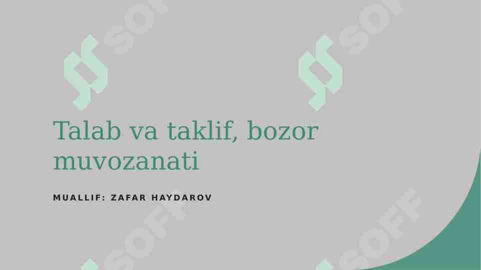 Talab va taklif muvozanati