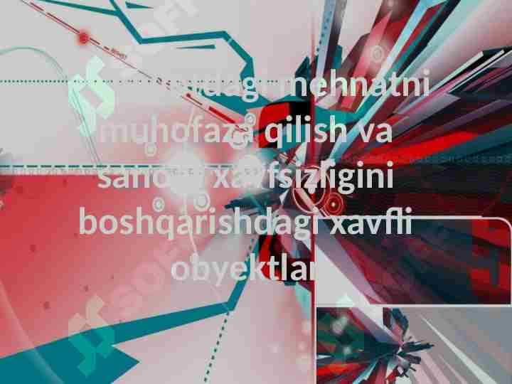 Tashkilotdagi mehnatni muhofaza qilish va sanoat xavfsizligini boshqarishdagi xavfli obyektlar