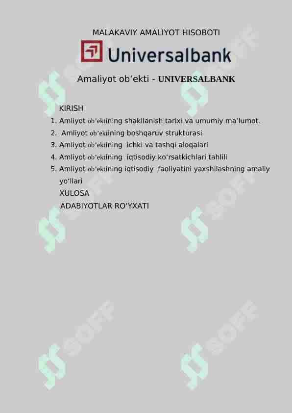UNIVERSALBANK hisoboti