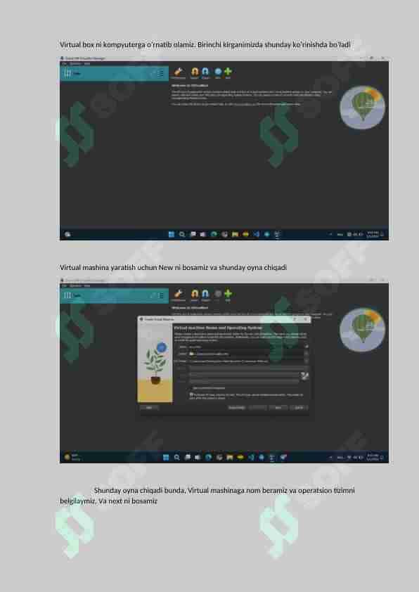 Virtual box ni ishlatish bo'yicha yo'riqnoma