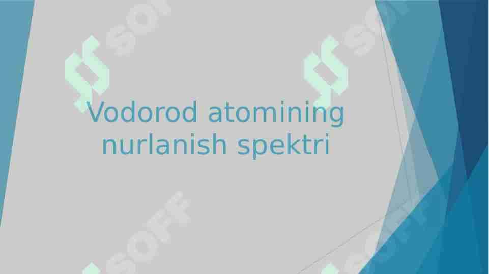 Vodorod atomining nurlanish spektri