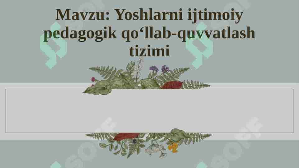 Yoshlarni ijtimoiy pedagogik qoʻllab-quvvatlash tizimi