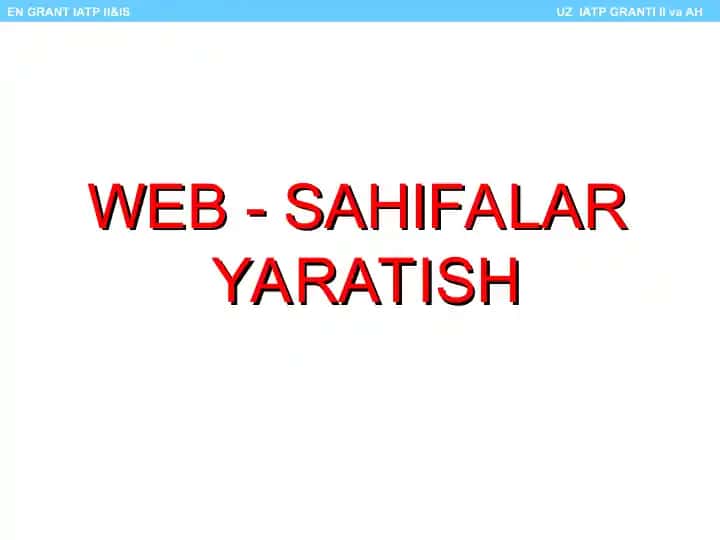 Web - Sahifalar Yaratish