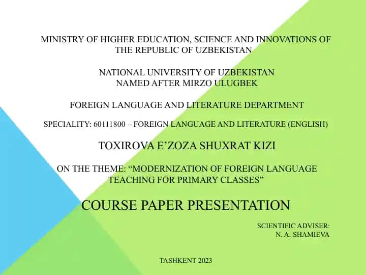 Modernization of foreign language teaching for primary classes