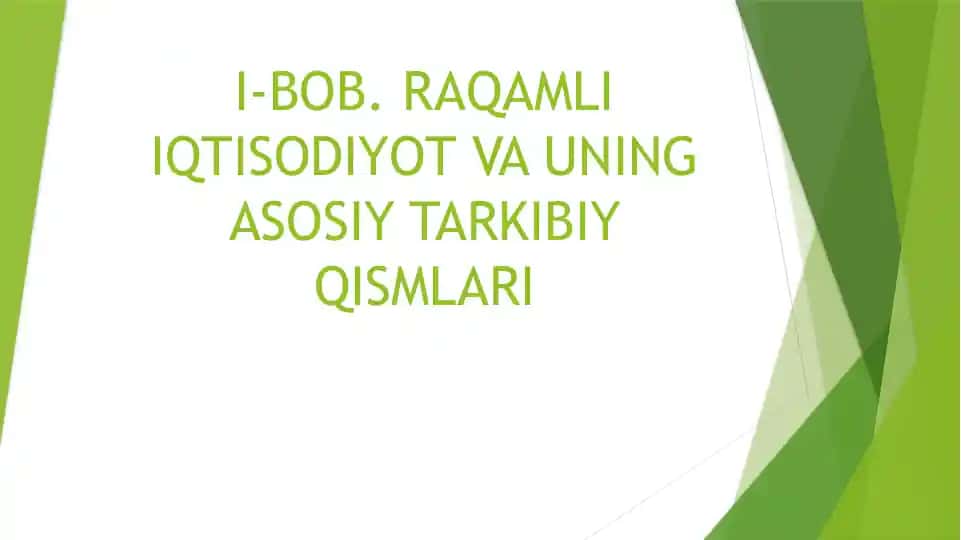 Iqtisodiyot va Raqamli Iqtisodiyot