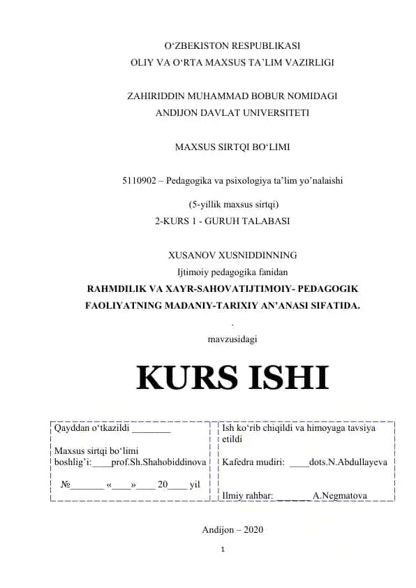Rahmdillik va xayr-sahovat ijtimoiy-pedagogik faoliyatning madaniy-tarixiy an'anasi