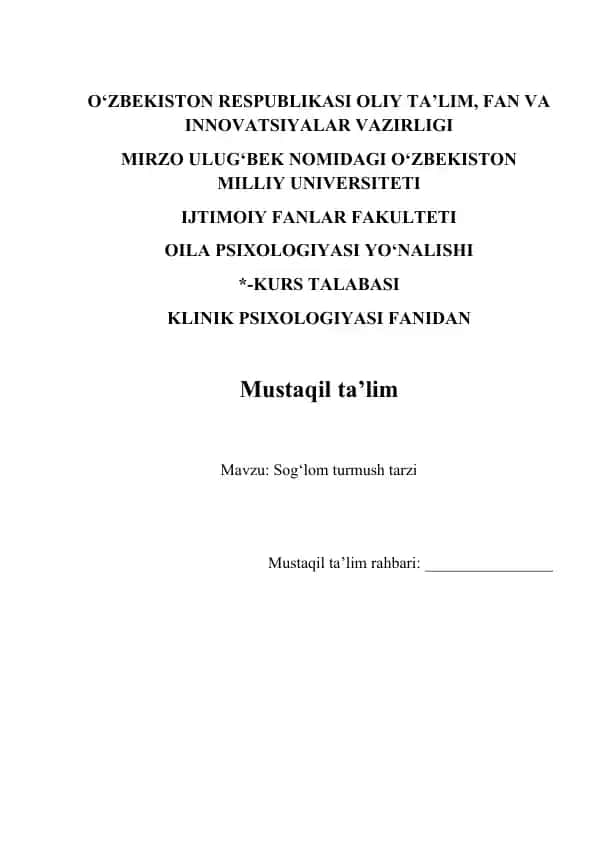 Sog‘lom turmush tarzi