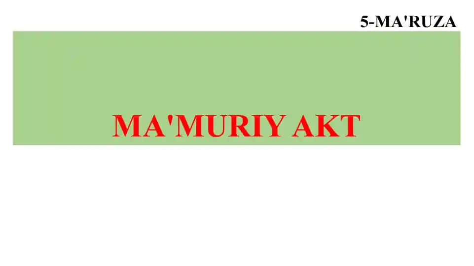 Ma'muriy akt