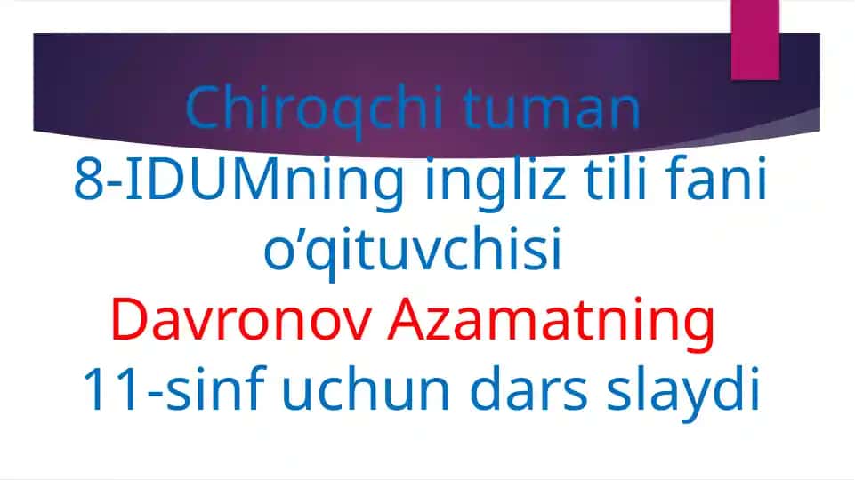 11-sinf uchun dars slaydi
