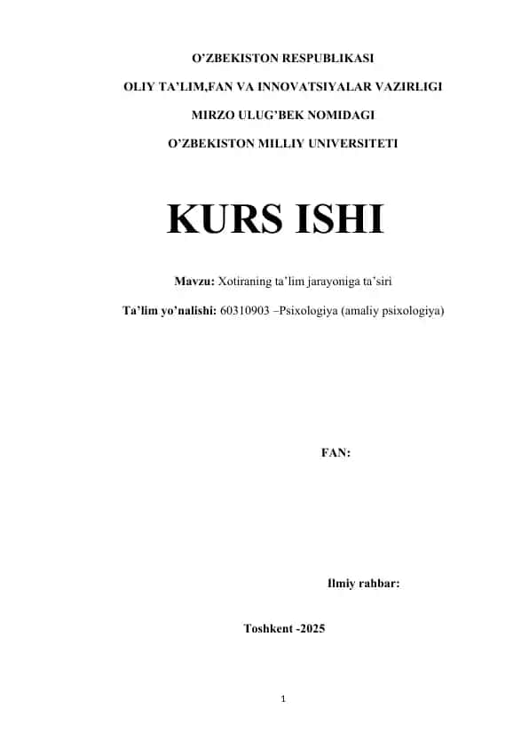 Xotiraning ta’lim jarayoniga ta’siri