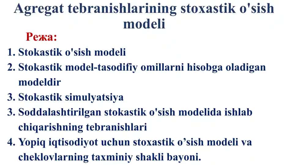 Agregat tebranishlarining stoxastik o'sish modeli