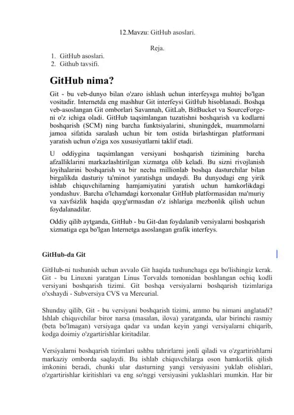 GitHub asoslari