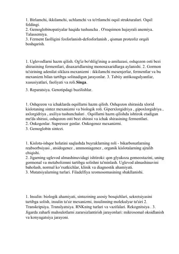 Uglevodlar va qon glyukoza gomeostazi