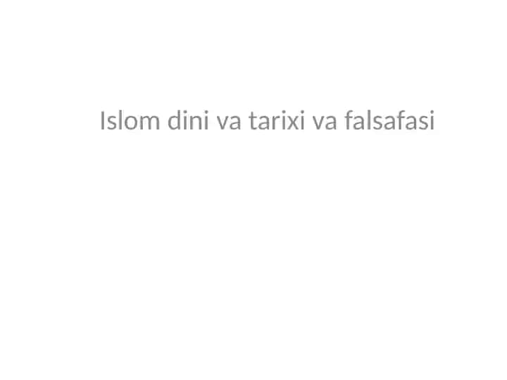 Islomdin va Tarixi
