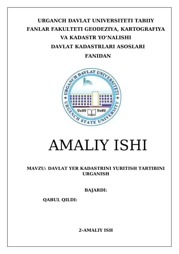Davlat Yer Kadastri Yuritish Tartibi