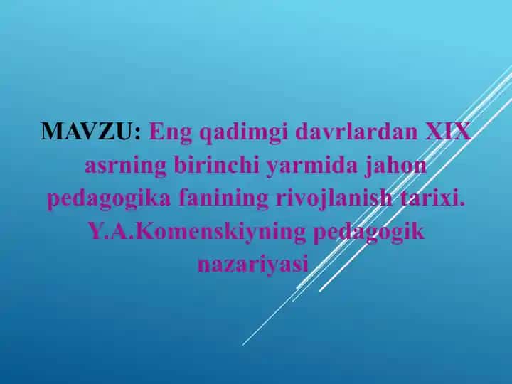 Y.A.Komenskiyning pedagogik nazariyasi