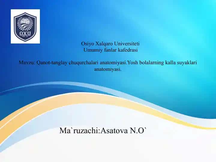 Qanot-tanglay chuqurchalari anatomiyasi. Yosh bolalarning kalla suyaklari anatomiyasi