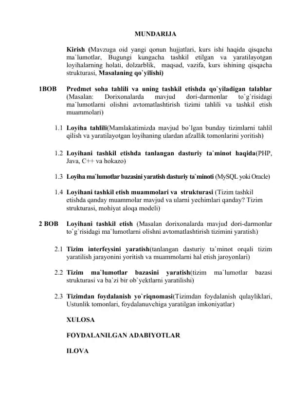Loyiha tahlili
